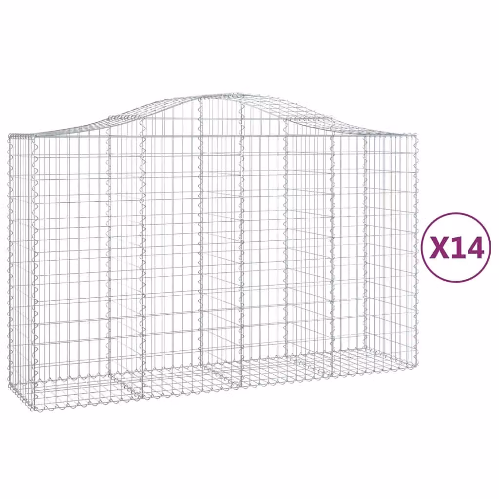 Cesti Gabbioni ad Arco 14 pz 200x50x120/140 cm Ferro Zincato