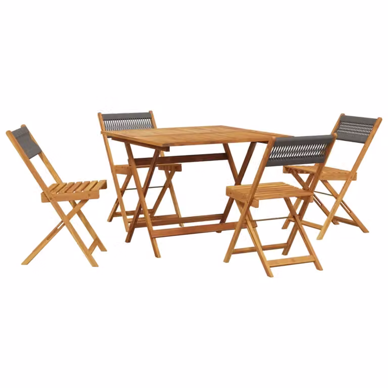 Set da Pranzo da Giardino 5 pz Polipropilene e Legno Massello