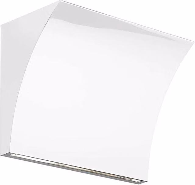 Applique a parete Flos Pochette in metallo con tecnologia LED dimmabile, disponibile in bianco, grigio o cromato