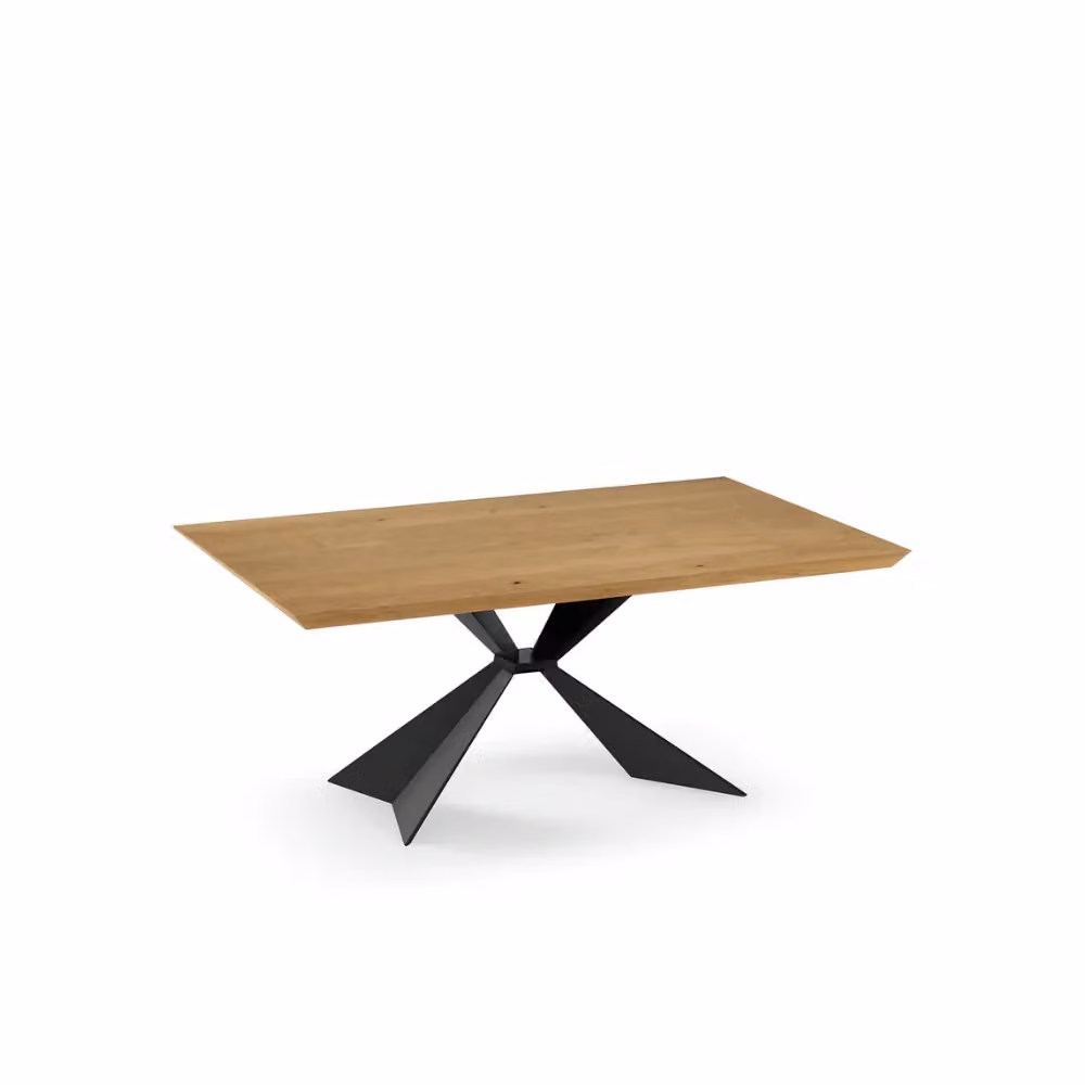 Tavolo da pranzo fisso Taurus in legno impiallacciato rovere naturale e metallo Duzzle L: 160 cm, P: 90 cm – 2