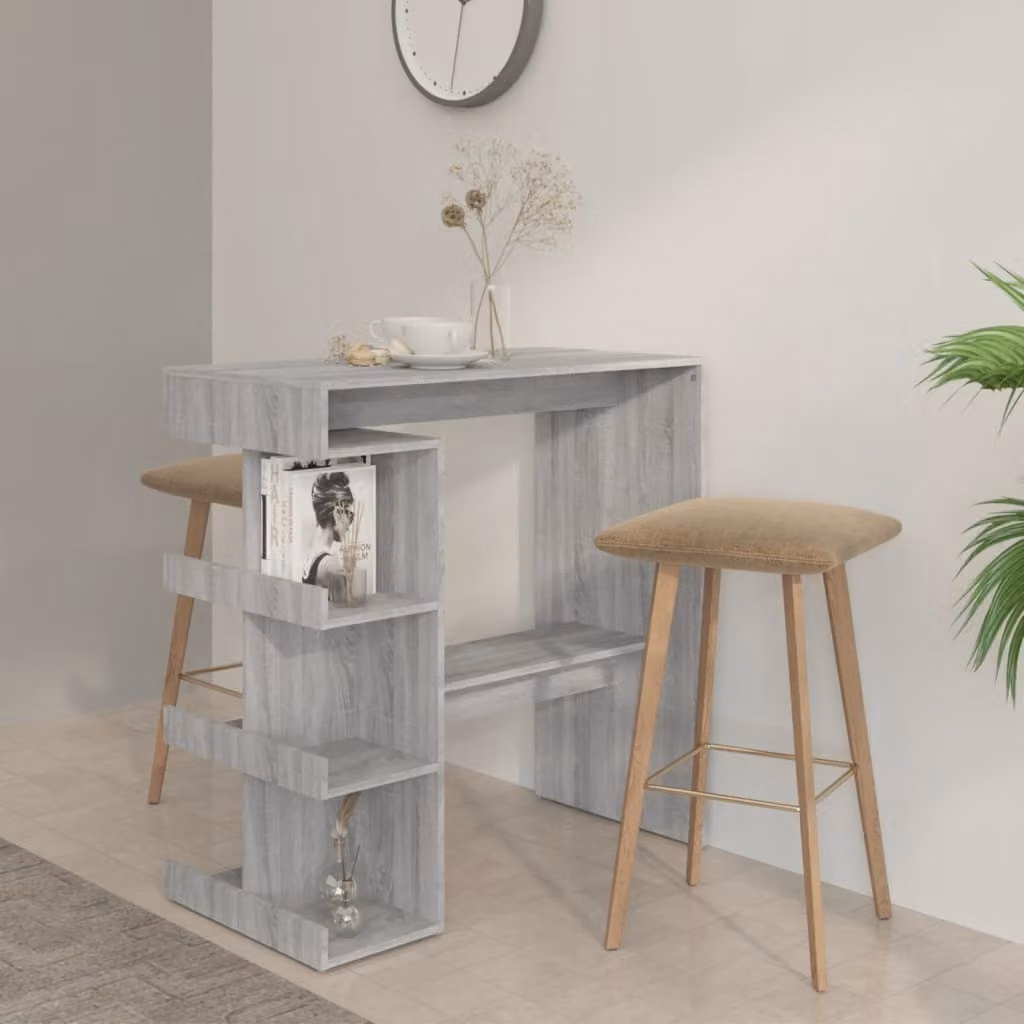 The Living Store Tavolo da bar con ripiano grigio Sonoma 100x50x101,5 cm