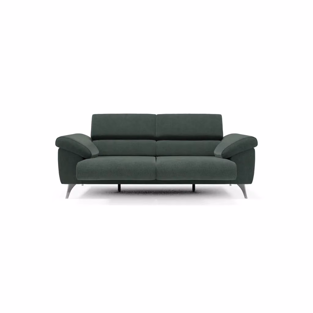 Divano Donatello Divani.Store con sedute allungabili, braccioli contenitore e poggiatesta reclinabili in tessuto smacchiabile verde L: 213 cm – 2