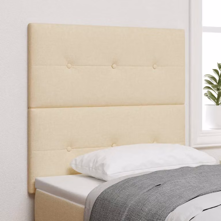 Testiera per letto regolabile in altezza vidaXL in tessuto beige con struttura in legno di pino, Larghezza: 100 cm