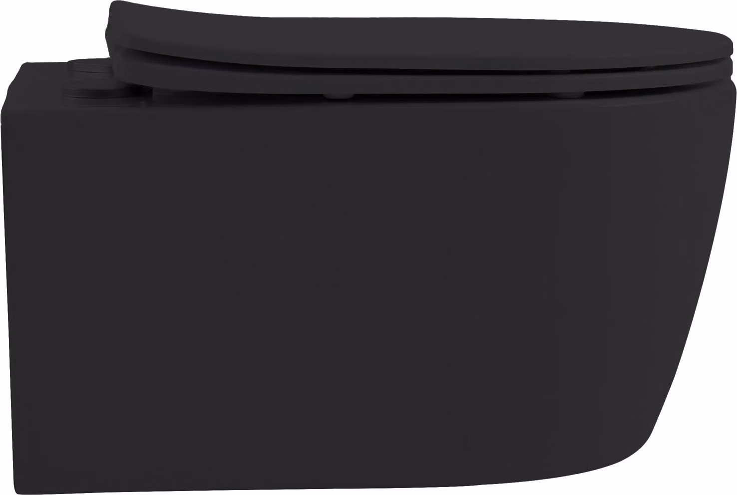 BELVIT PRO: vaso sospeso senza brida, finitura opaca nera, con sedile WC ammortizzato, design "rim-off", igienico e moderno