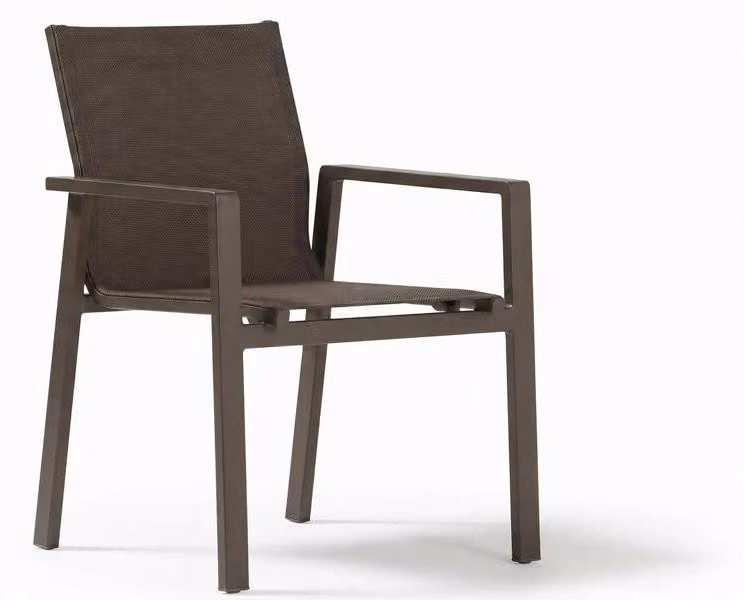 Moderner Gartenstuhl Braun Metall Textilene Stapelstuhl Terrasse
