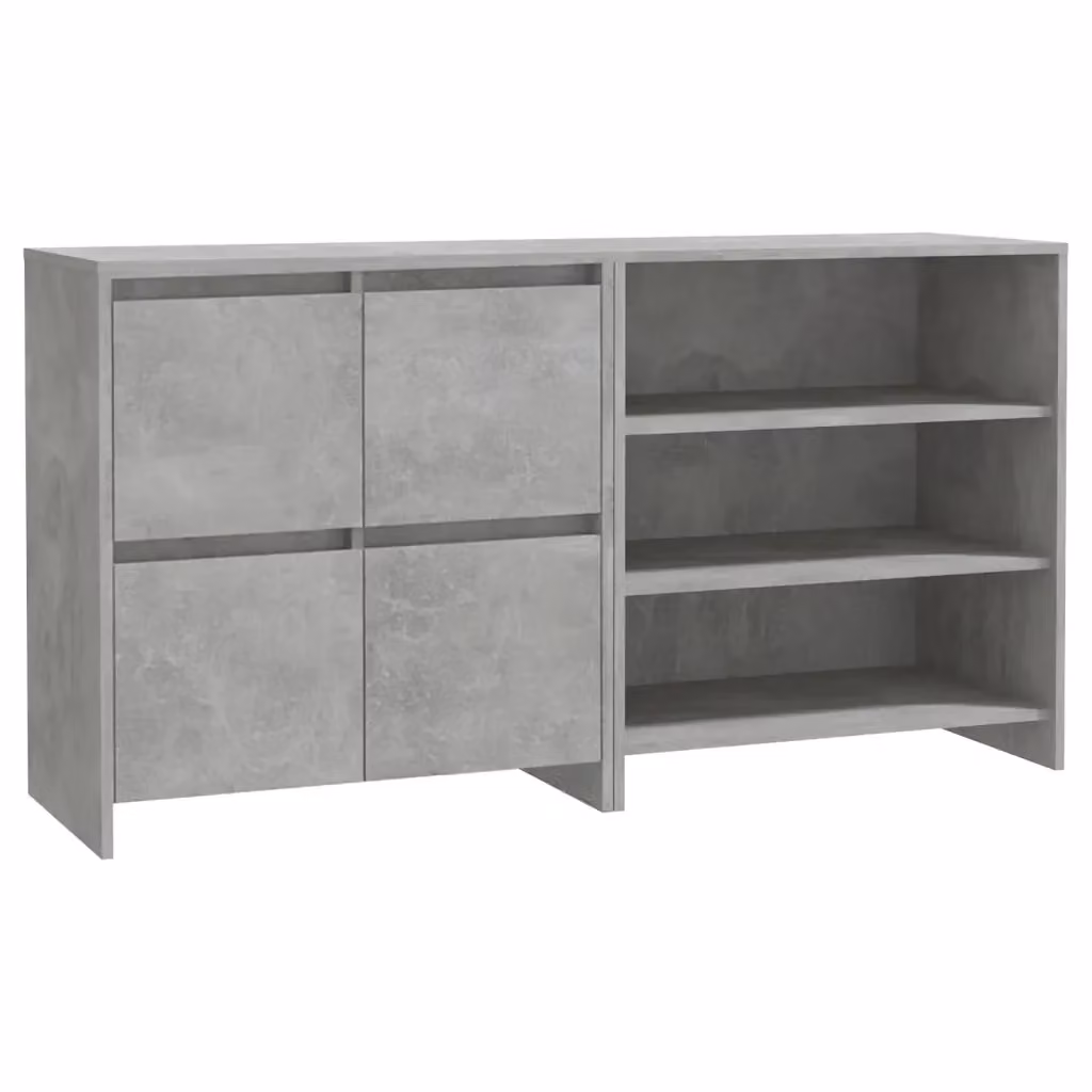Set di 2 credenze moderne vidaXL in legno multistrato, colore grigio cemento, da appendere al muro – 2