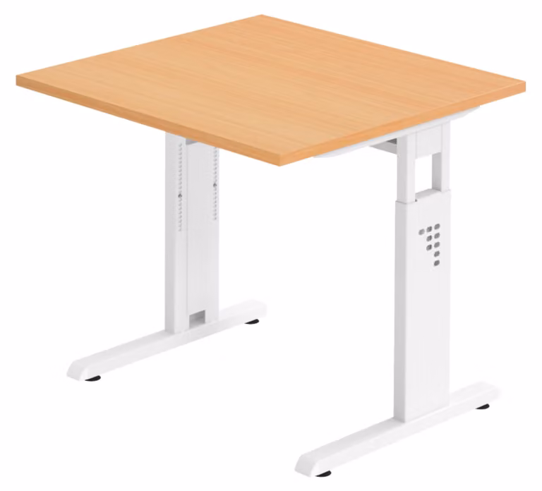 bümö Scrivania Serie-O - Decorazione: faggio, dimensioni: 80 x 80 cm, struttura: bianco