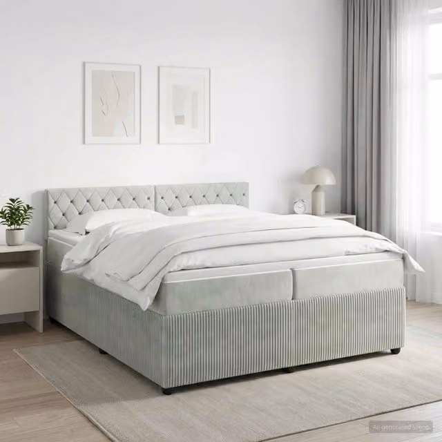 Letto box spring con materasso vidaXL in tessuto grigio con base a sollevamento L/P/H: 200 x 200 x 140 cm – 1
