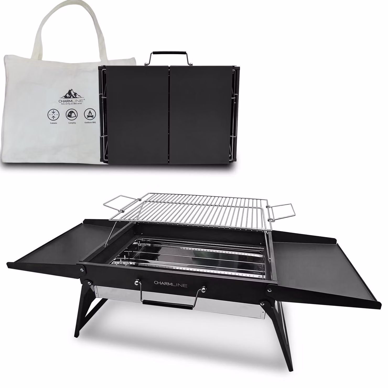 Barbecue a carbone pieghevole - Compatto e portatile - Superficie di cottura di 1390 cm²