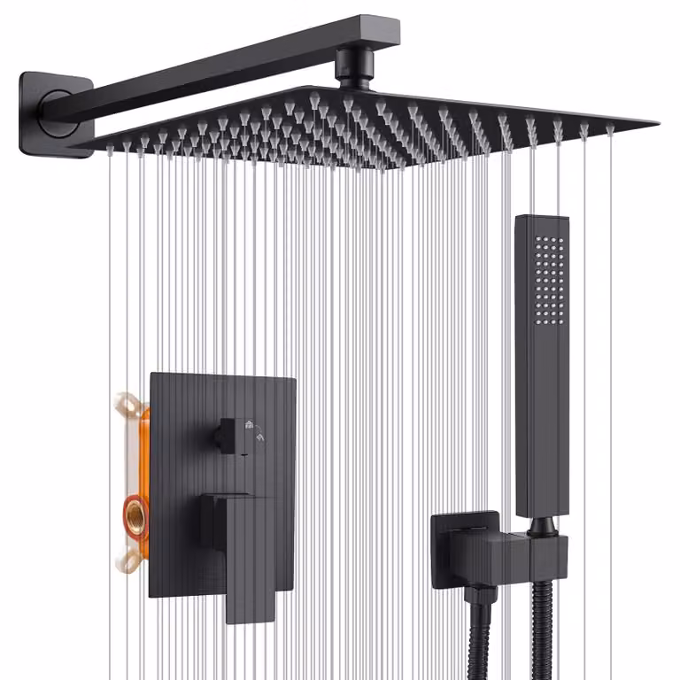 Set doccia da incasso con soffione nero da 10 pollici