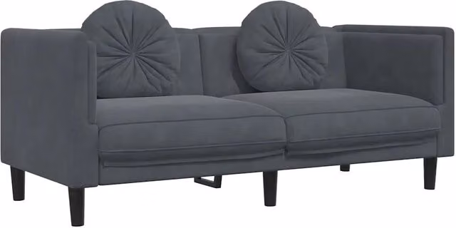 Poltrona | Sedia Relax con Cuscini a 2 Posti Grigio Scuro in Velluto