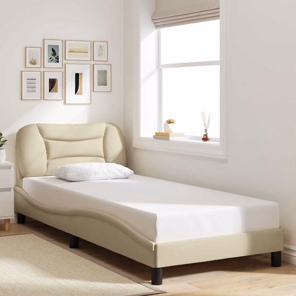 Giroletto senza materasso vidaXL Hvar color beige in tessuto e legno, L 200 x L 80 cm – 1