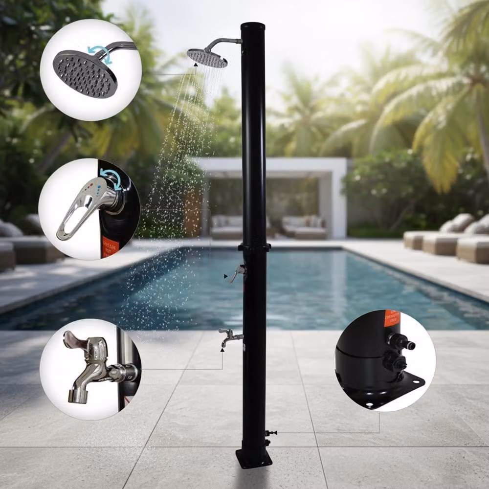 Doccia solare 20L nera Doccia da giardino Doccia per piedi Camping Piscina Doccia a pioggia Outdoor