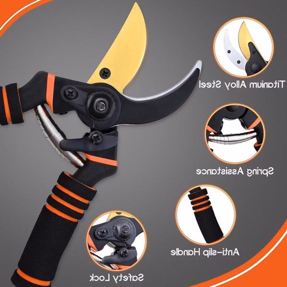 Forbice da giardino professionale da 22 cm - Tagliaerba a bypass estremamente affilato per la cura del giardino, potatore per siepi potente con una capacità di taglio di 3 cm