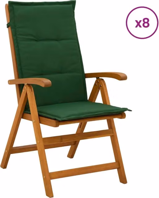 Sedie da giardino reclinabili 8 pz Naturale 3434481