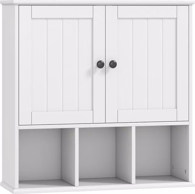 Armadio da parete per bagno HOMCOM bianco con 2 ante e ripiani regolabili