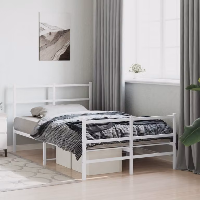 vidaXL Giroletto in metallo con testiera e pediera bianco L/P: 120 x 200 cm