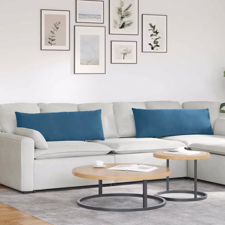 Set di 2 cuscini da divano vidaXL in tessuto a coste blu, L 120 x P 40 x H 40 cm