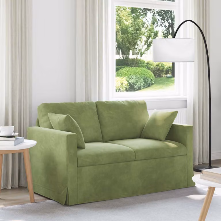 vidaXL Divano Moderno in Velluto Verde con Cuscini e Coperture Rimovibili L: 138 cm, P: 78 cm, H: 80 cm