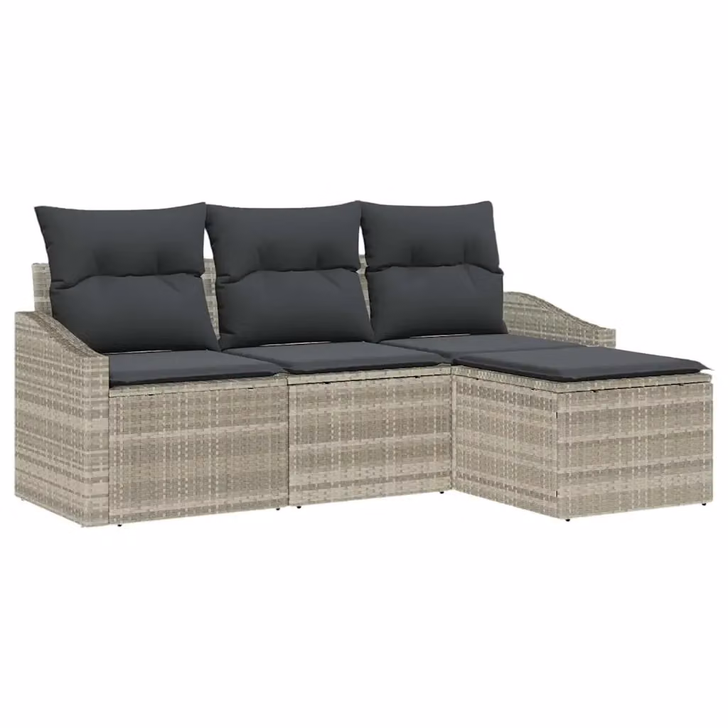 Set di divani da giardino a forma di L vidaXL in rattan e metallo grigio con cuscini inclusi – 2