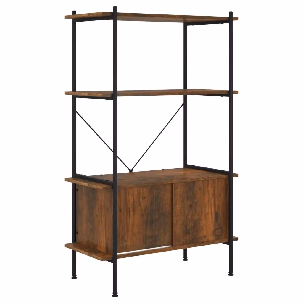 Scaffalatura industriale vidaXL a 4 livelli in metallo e legno, colore nero e marrone, L 80 cm x P 40 cm x H 130 cm – 2