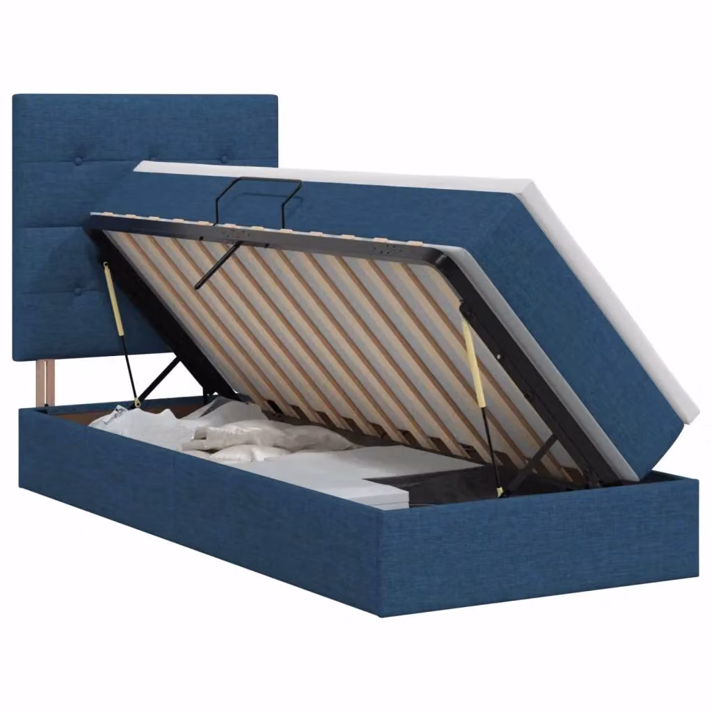 Letto con contenitore moderno vidaXL in tessuto blu L 90 x P 200 cm H 128 cm – 2