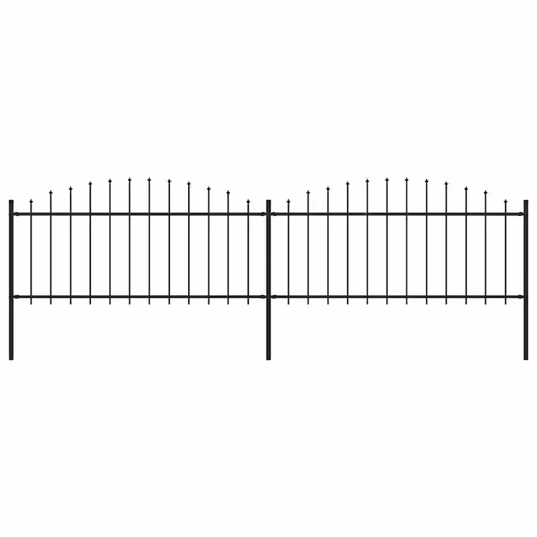 Recinzione da giardino vidaXL con punta a lancia in acciaio, Nero, L: 337 cm, H: 75 cm