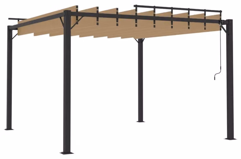Pergola Lamellare - 3 x 3 metri - Struttura in alluminio - Colore tortora - Gazebo impermeabile - Adatta per giardino, terrazza e piscina