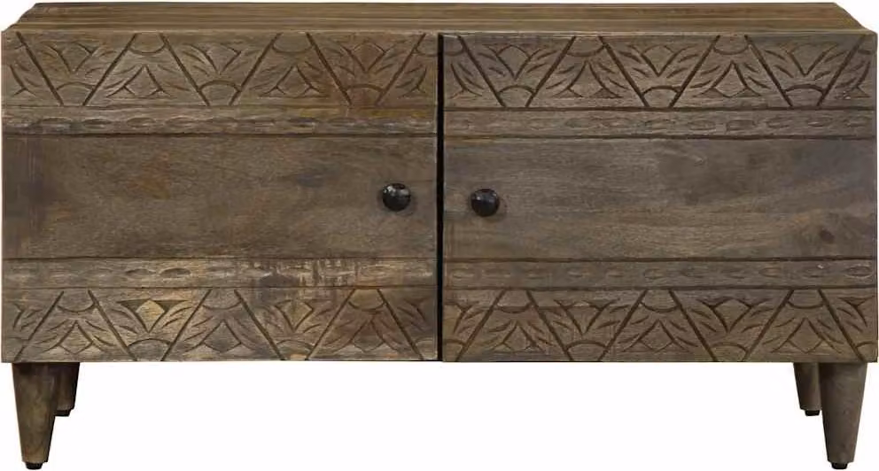 Tavolino grigio chiaro 80x50x40 cm in legno massiccio di mango
