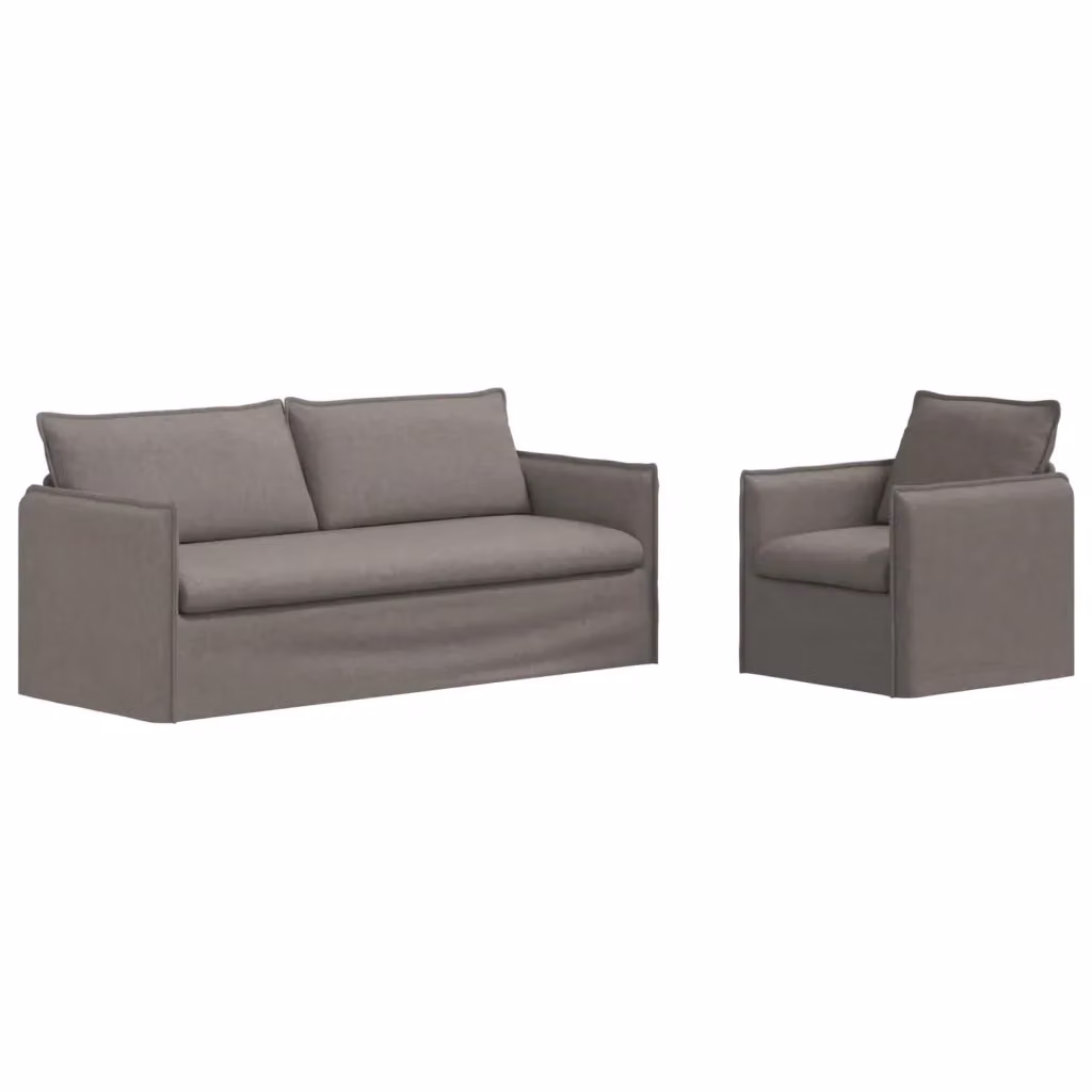 Set di 2 divani vidaXL in tessuto beige e grigio con struttura in metallo e imbottitura in schiuma per soggiorno o camera da letto L: 196 cm, P: 82 cm, H: 85 cm – 2