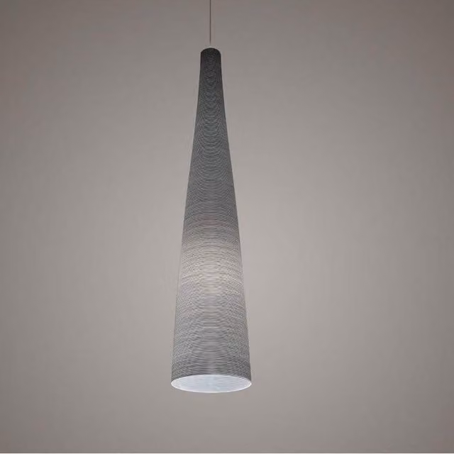 Lampada a sospensione Foscarini Tite in vetro grigio con struttura in metallo nero e tecnologia LED regolabile