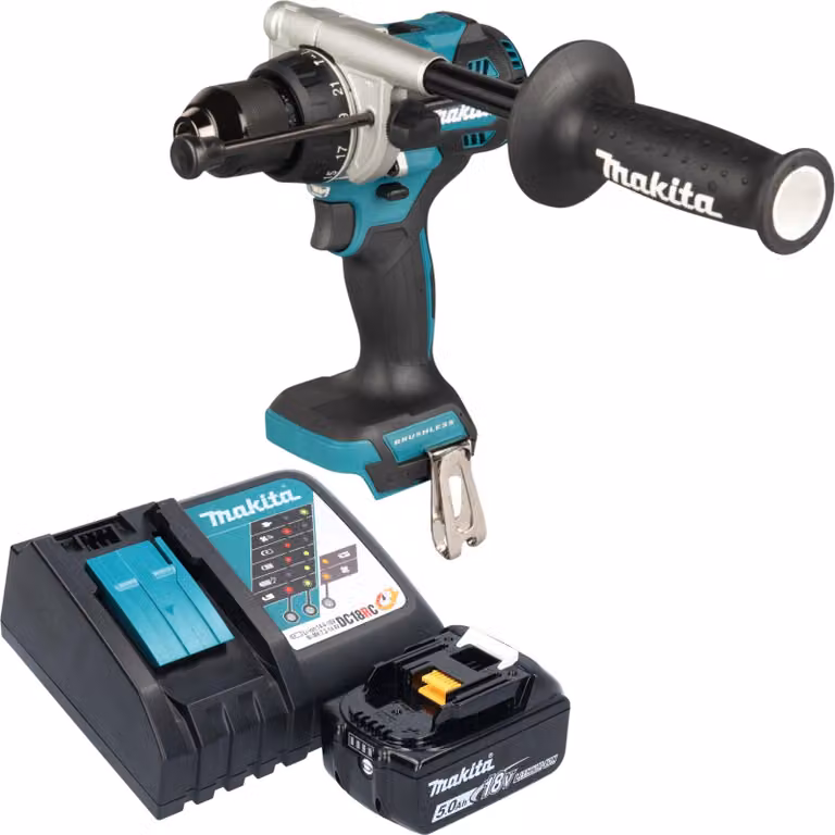 Makita DHP 492 RT1 Avvitatore a percussione a batteria 18 V 141 Nm Brushless + 1x batteria 5,0 Ah + caricabatteria