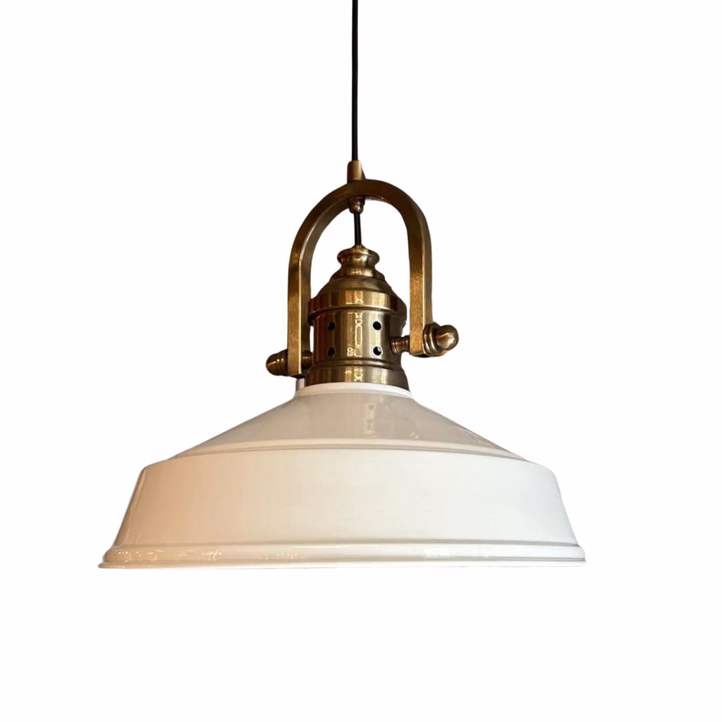 Lampada a sospensione Asletl Ø35 cm, lampada a sospensione industriale in metallo bianco-bianco