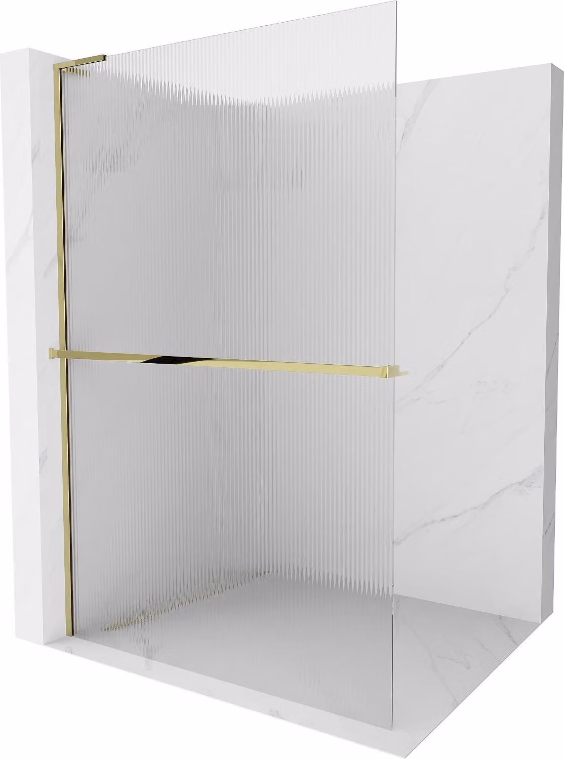Mexen Kioto+ L parete doccia con mensola Walk-in 90 x 200 cm, strisce, oro - 800-090-123-50-09