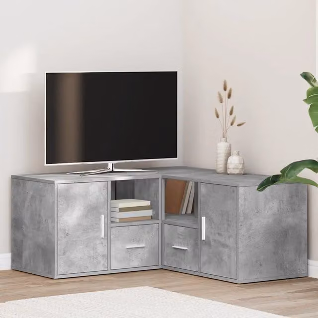 Mobile Angolare Moderno vidaXL Grigio Opaco in MDF con Pannello Posteriore L/P/H: 160 x 40 x 45 cm – 1