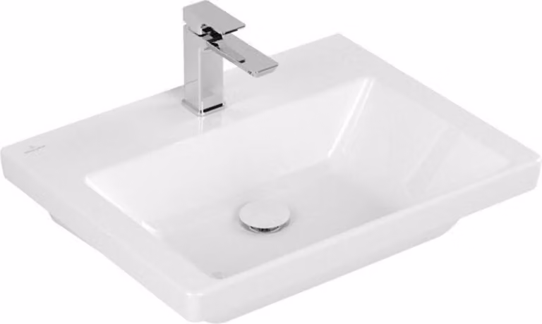 Vasque Villeroy & Boch Subway 3.0, 1 trou pour robinetterie, sans trop-plein, compatible avec robinetterie 3 trous, partie inférieure polie, 600x470mm, 4A706LR1, 4A706LR1