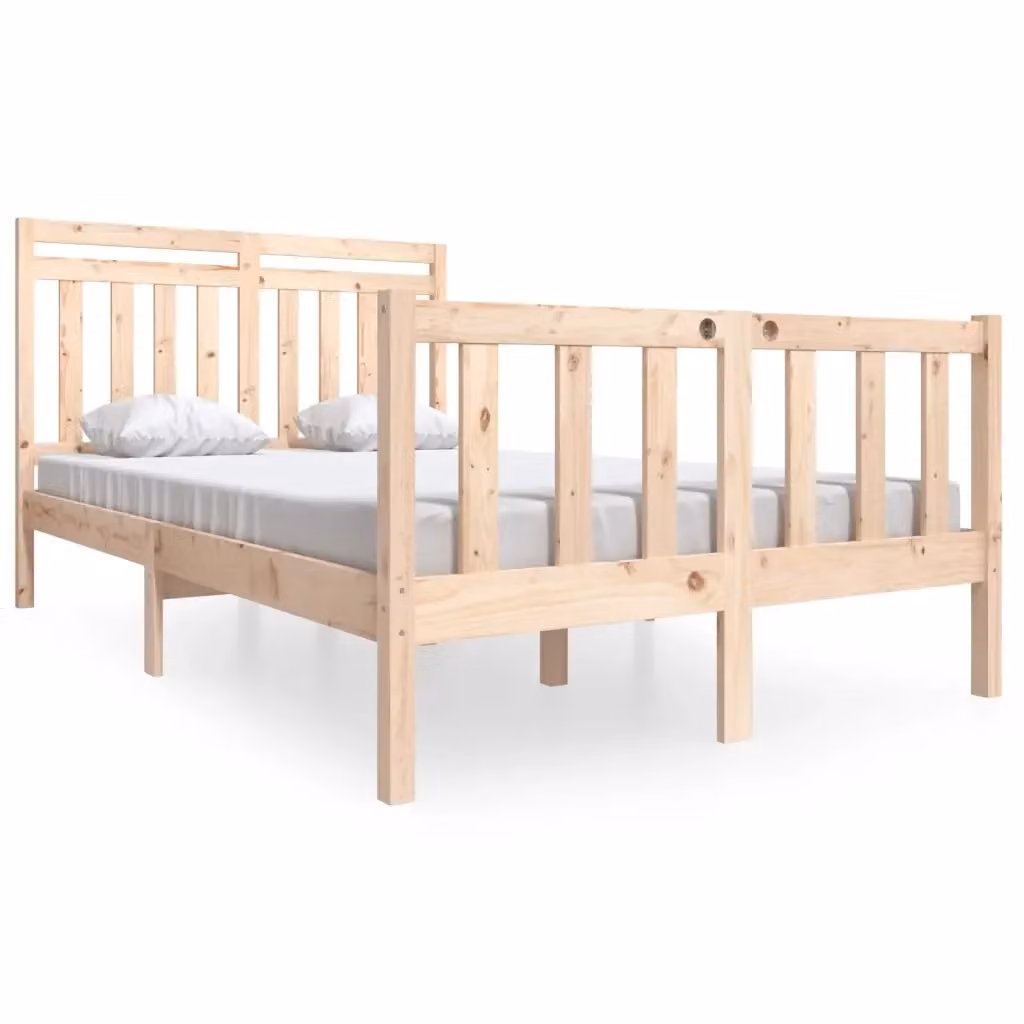 vidaXL Giroletto in Legno Massello di Pino per Adulti, L 140 x P 200 cm – 2