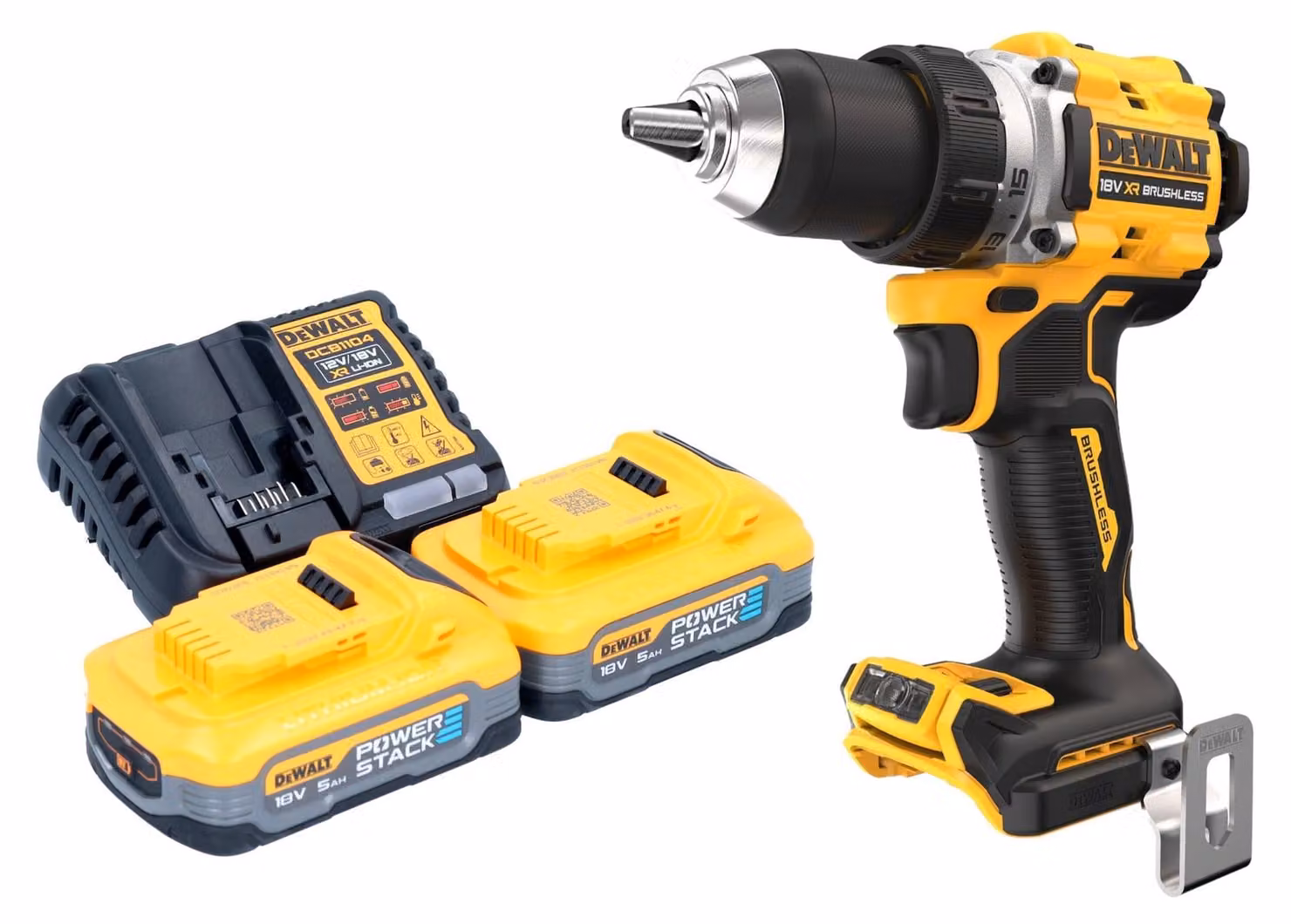 Trapano avvitatore a batteria DeWalt DCD 800 H2 18 V 90 Nm senza spazzole + 2x batteria Powerstack 5,0 Ah + caricabatterie