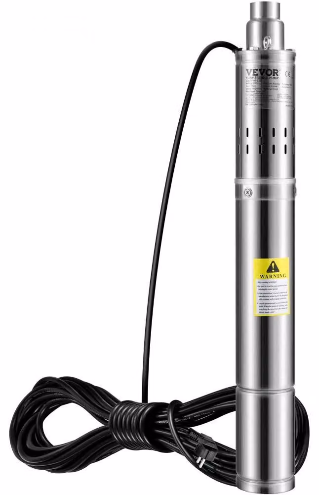Pompa sommergibile per pozzi profondi - Potenza: 550W - Diametro: 3 pollici - Portata: 35 litri/minuto