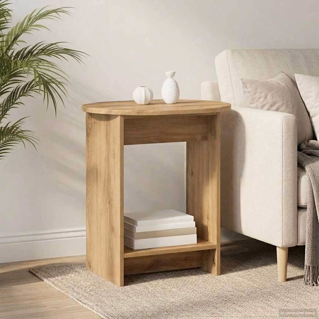 vidaXL Tavolo laterale rettangolare in legno color marrone L: 50 cm, P: 39,5 cm, H: 55 cm