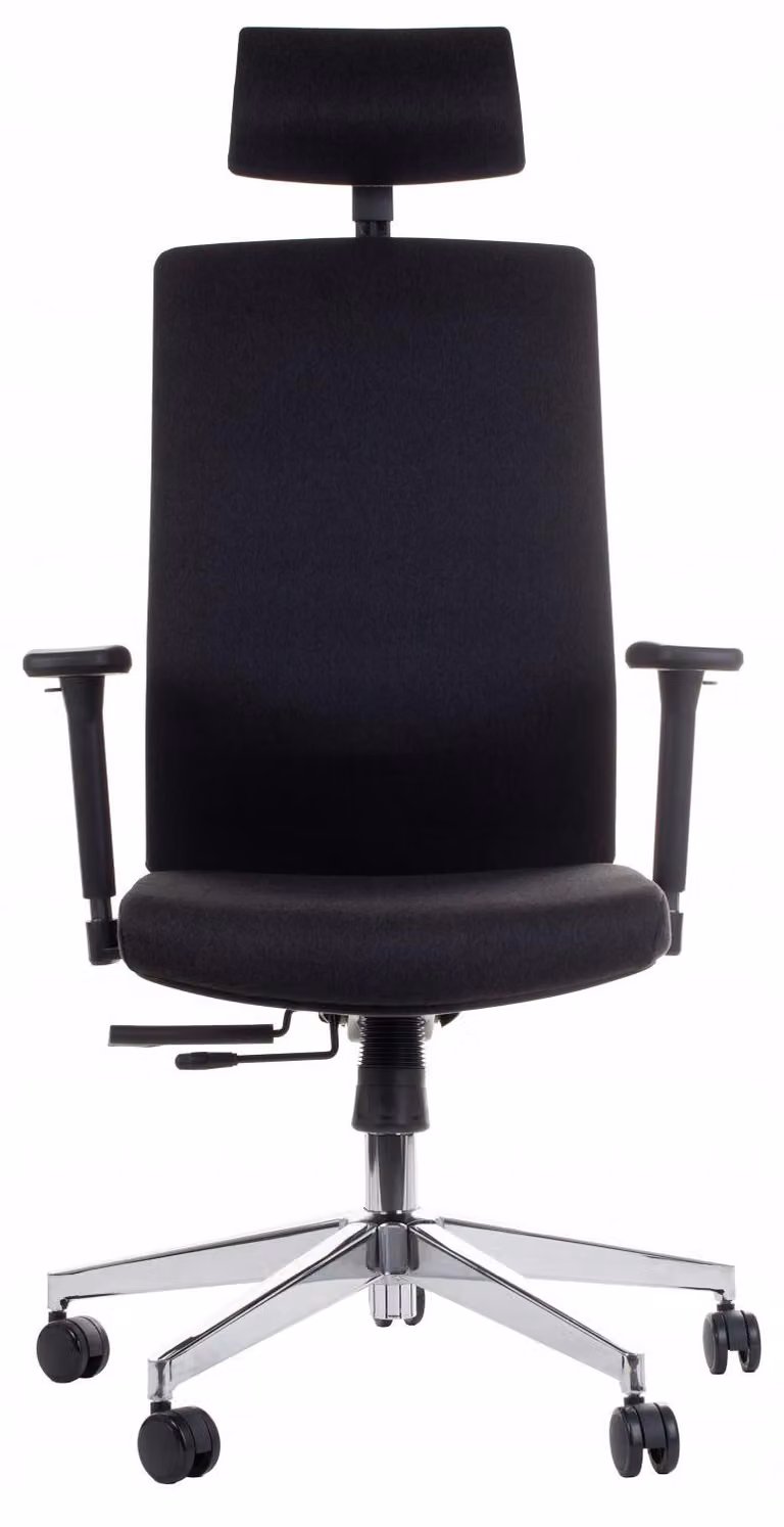 Sedia da ufficio ergonomica girevole ZN-807-C, braccioli regolabili, poggiatesta, base in alluminio, seduta scorrevole (avanti-indietro), nero