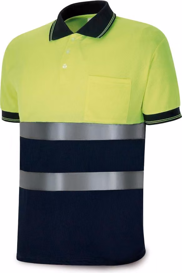 Polo giallo neon, maniche corte, alta visibilità, 3XL
