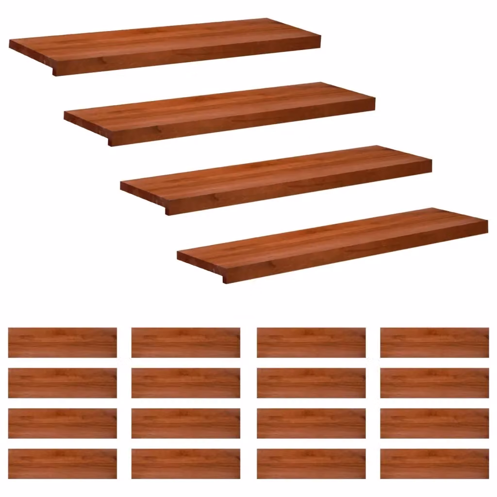 Set di 20 tappeti per scale vidaXL in legno di faggio, colore marrone, L 100 x P 30 x H 2 cm – 2