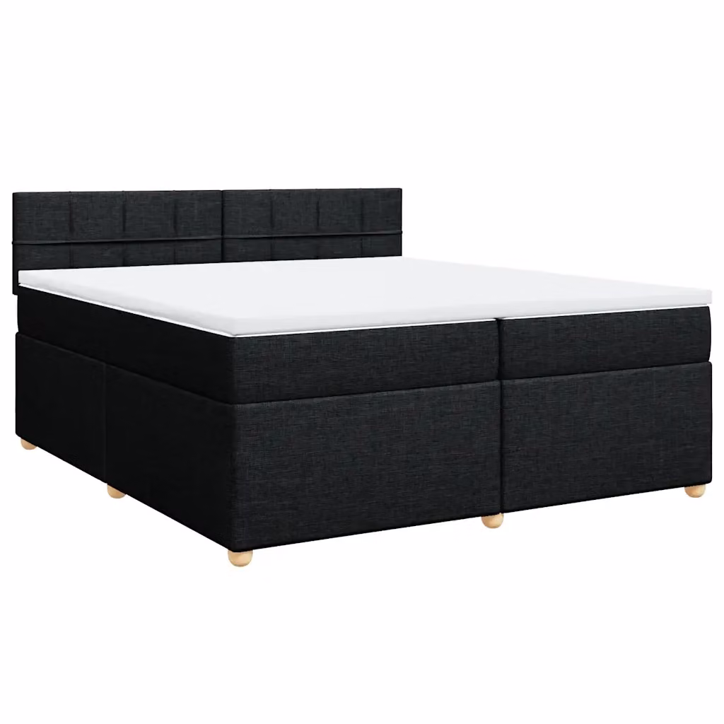 Letto Ibrido vidaXL con Giroletto a Molle e Materasso in Tessuto Nero e Bianco L/P: 200 x 200 cm – 2