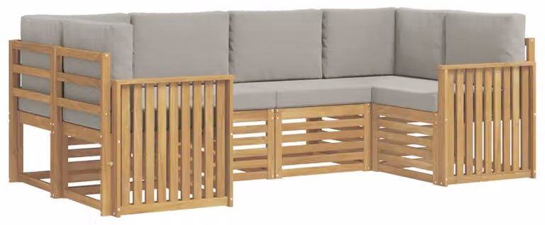 Set di divani da esterno, 6 pezzi, bianco e grigio chiaro