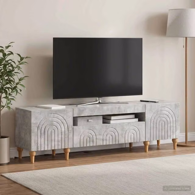 Mobile TV LED ALKMAAR 153 x 35 x 43 cm Grigio Cemento 896248