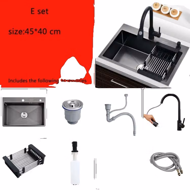 Lavello, montaggio a incasso, materiale in acciaio inossidabile, set