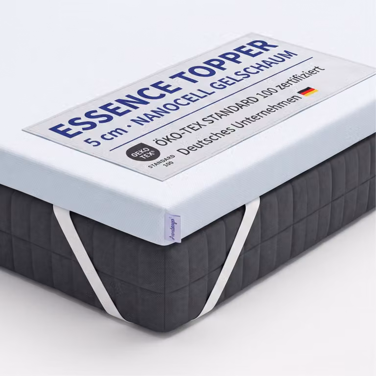 Arensberger topper per materasso ESSENCE, 180x200cm, topper per materasso in schiuma di gel, rivestimento lavabile, adatto per materassi a molle e in schiuma, altezza 5cm