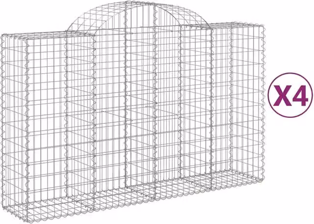 Cesti Gabbioni ad Arco 4 pz 200x50x120/140 cm Ferro Zincato