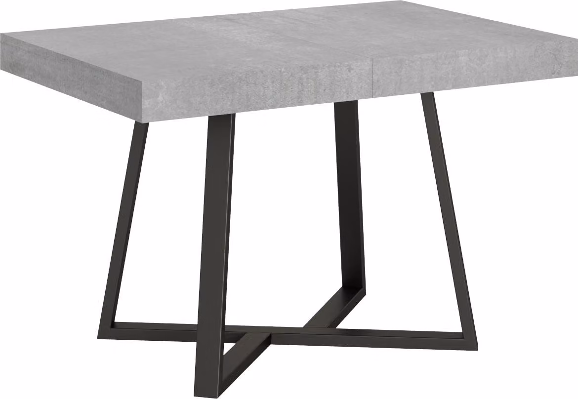 ITYHOME - Tavolo allungabile 120/204x80 cm Zeplir cemento gambe antracite